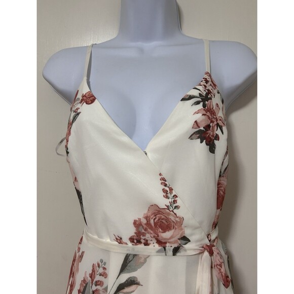 Lulus Cream Elegantly inclined Floral maxi Wrap Dress Size Small NWT - Picture 6 of 10